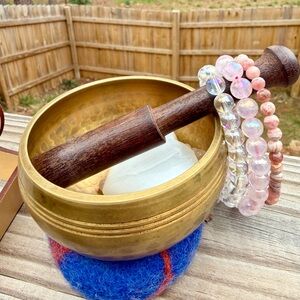 Aura Quartz Rhodochrosite Bracelet Stack Set